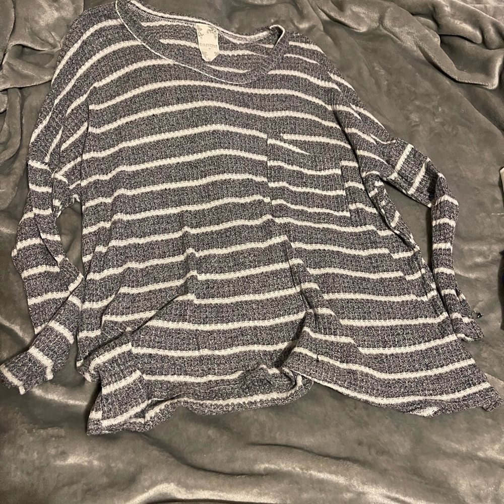 Navy and white stripped oversize long sleeve shirt